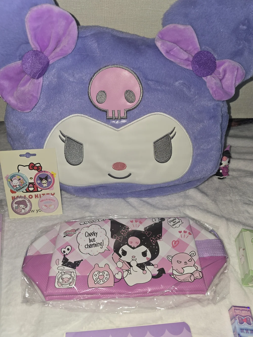 Sanrio Kuromi Plush Backpack and Accessories Bundle - Purple